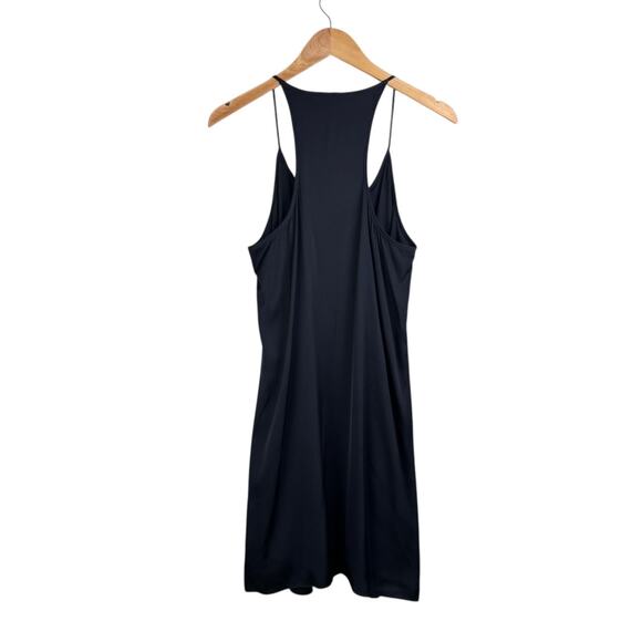Theory Black Satin Silk Blend Draped Pockets Racerback Mini Slip Party Dress - Picture 9 of 12